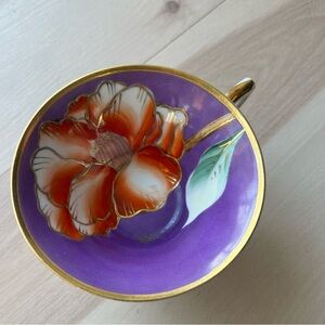 ✨ Vintage Hand-Painted Japanese Teacup & Saucer ✨